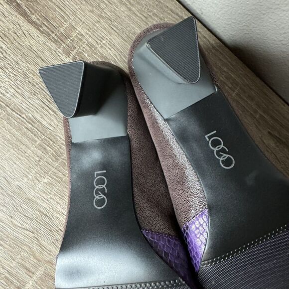 Logo Lori Goldstein Purple Snake Leather Kate Block Heel Pumps 10M- NWB - Picture 9 of 11